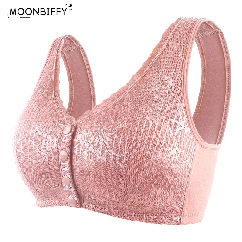 

2023 New Bra for Women Wire Free Bra Push Up Front Closure Underwear Confortable Female Lingerie Everyday Big Bust 52BCD