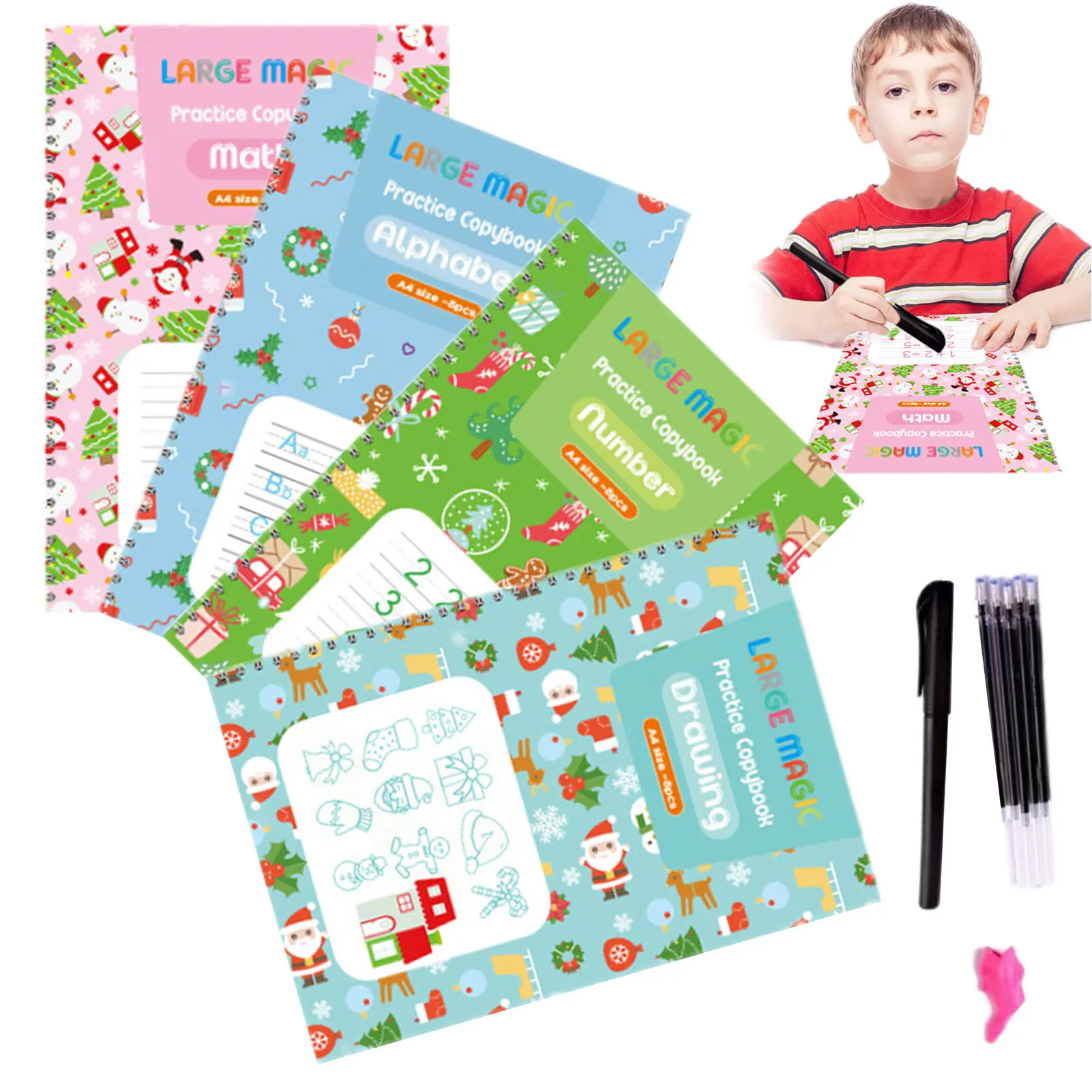 

Christmas Style Magic Copybook Christmas-themed Magic Practice Copybook Cute Magic Practice Copy Book Set For Preschoolers To