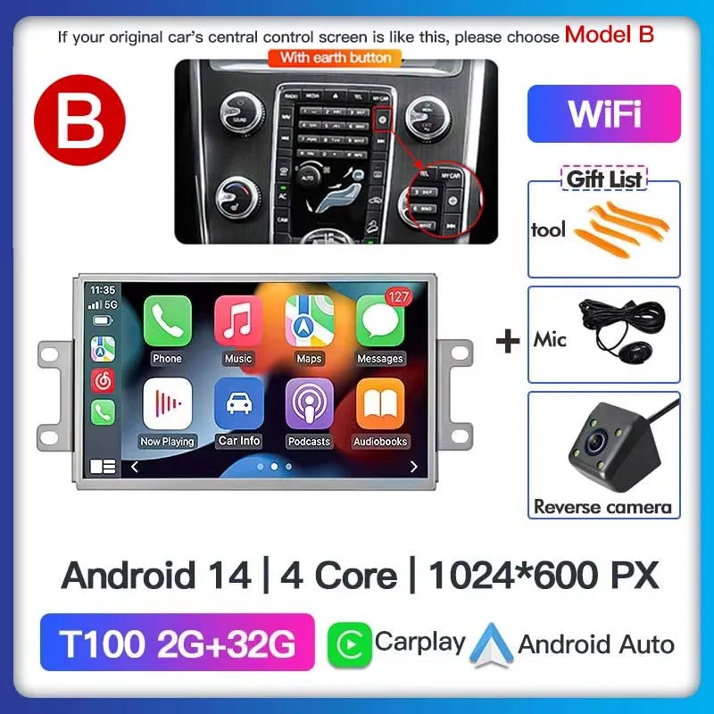 

Мультимедийный плеер Carplay Android 14, оригинальный автомобильный стиль, экран для Volvo S80 V70 XC70 2012-2015, DSP, GPS, стерео, Bluetooth