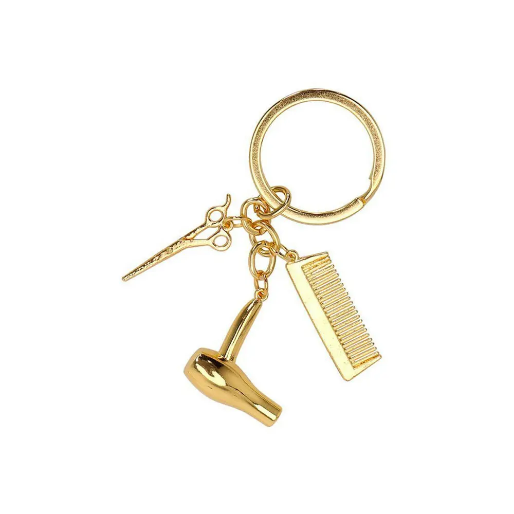 

Hairdresser Hair Dryer Scissor Comb Keychain Creative Car Key Ring Jewelry Gifts
