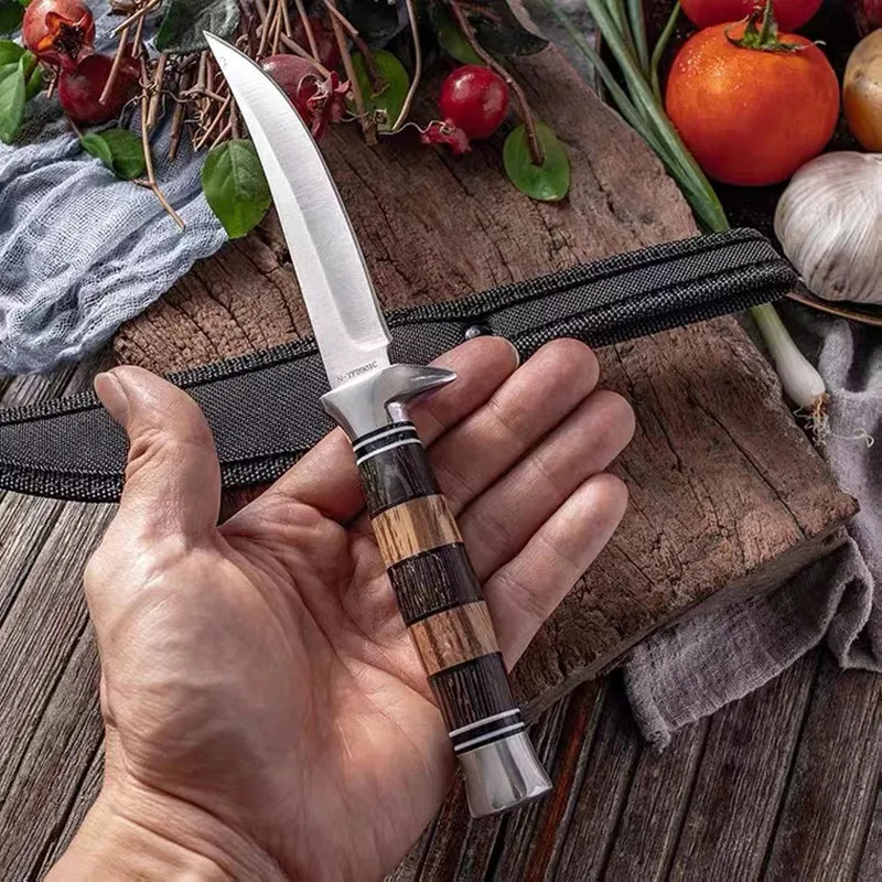

Retro hand-held meat knife sharp round handle multi-dining knife with sleeve deboning meat cutting knife