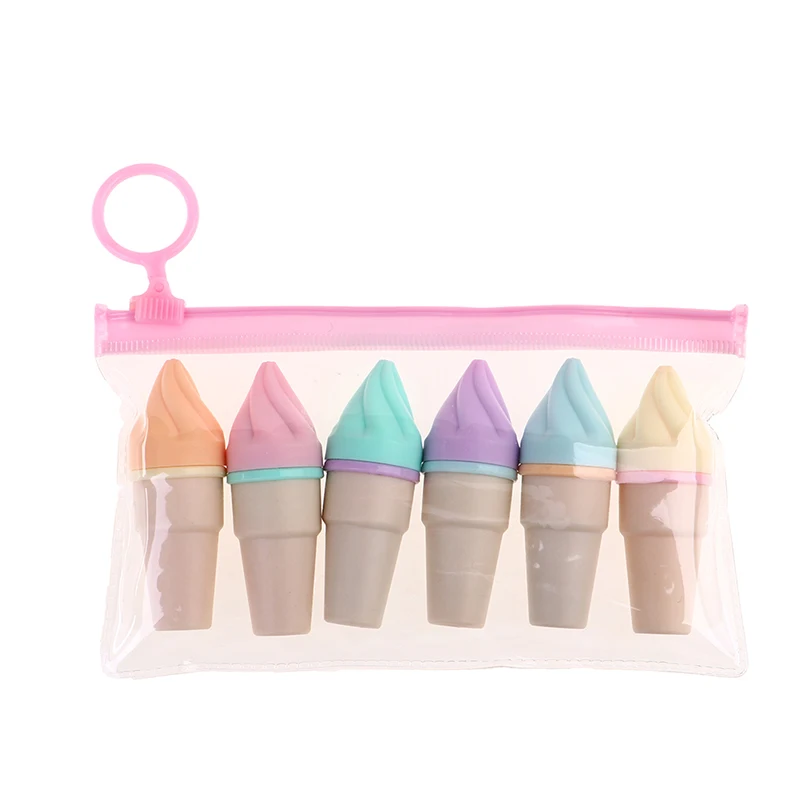 

6Pcs/Pack Cute Kawaii Ice Cream Candy Color Highlighter Office School Supplies Gift Stationery Pastel Highlighter