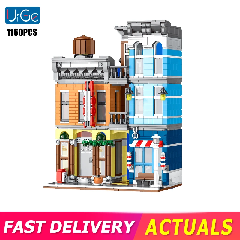 

Модель дома, архитектура, строительные блоки, 1160 шт., эксперт в Creatoring, город, детектив, офис, модель кубики Moc, игрушки для детей