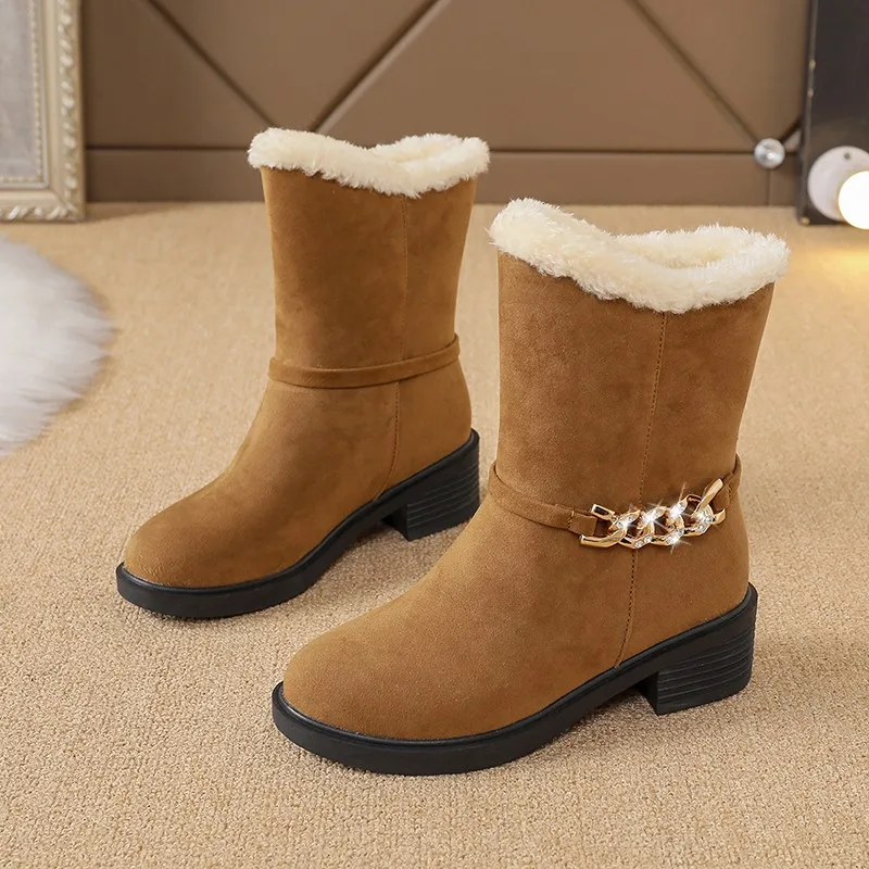 

Women Snow Boots Chain Slip On Warm Platform Female Ankle Comfortable Solid Ladies Winter Footwear Fashion New Ytmtloy Sexy