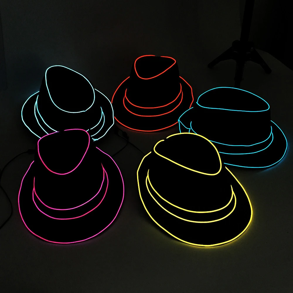 

Lights Wire Jazz Hat Neon Top Hats Wedding Luminous Costumes Led Party Attractive Crazy Led Strip Glowing Streak Hat