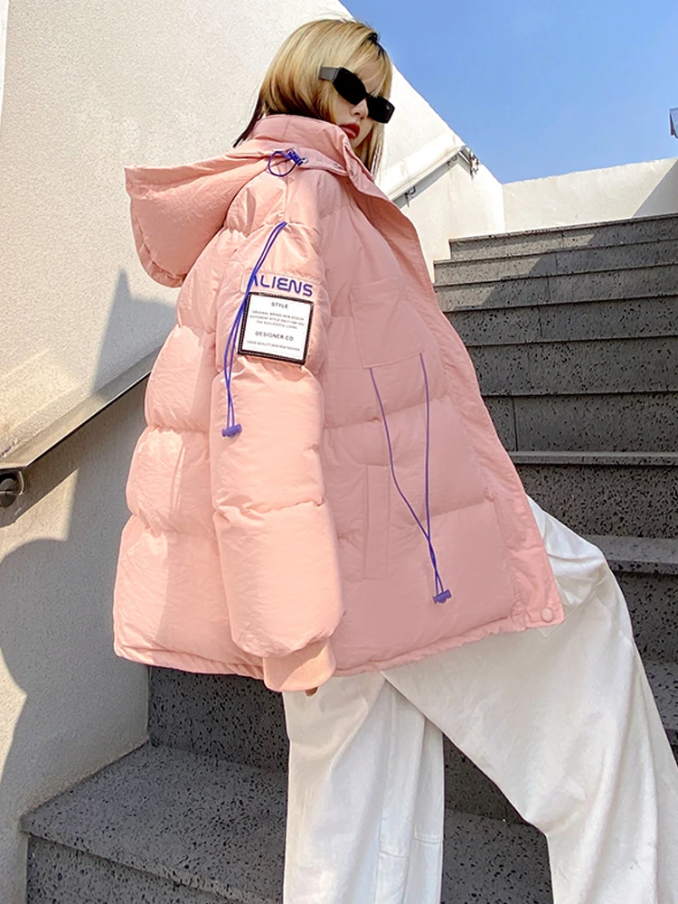 Klein blue cotton-padded jacket, hooded cotton-padded jacket women autumn and winter thick loose zipper padded jacket