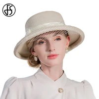 fs wide brim beige kentucky hats for women luxury wedding church sunbonnet formal occasion sombreros ladies sun protection cap