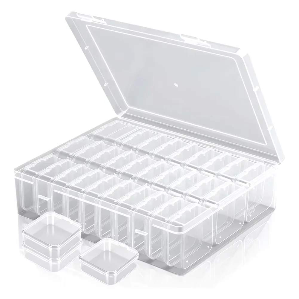 CQMF-коробка-органайзер для бусин, 31 мини-прозрачные органайзеры для ювелиров и контейнеры для хранения с откидной крышкой, идеально подходят для проек для изготовления ювелирных изделий своими руками
