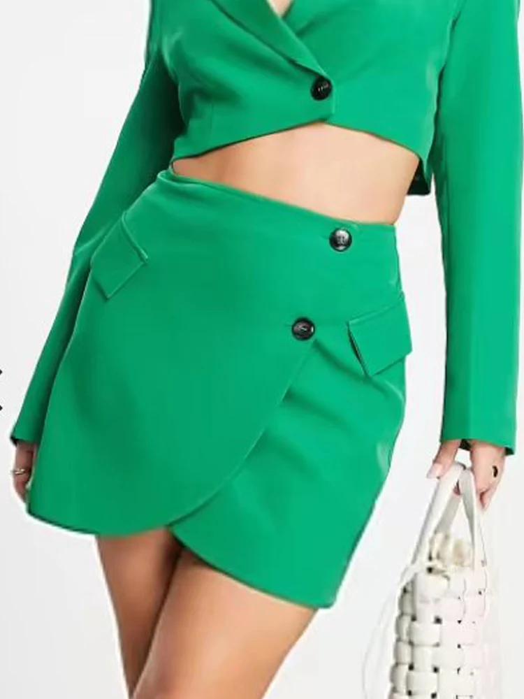 

Женская мини-юбка на пуговицах Kumsvag, повседневная однотонная Асимметричная трапециевидная юбка на лето 2022