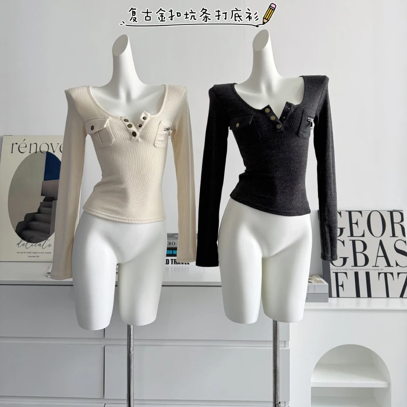 Женская футболка с длинными рукавами и карманами