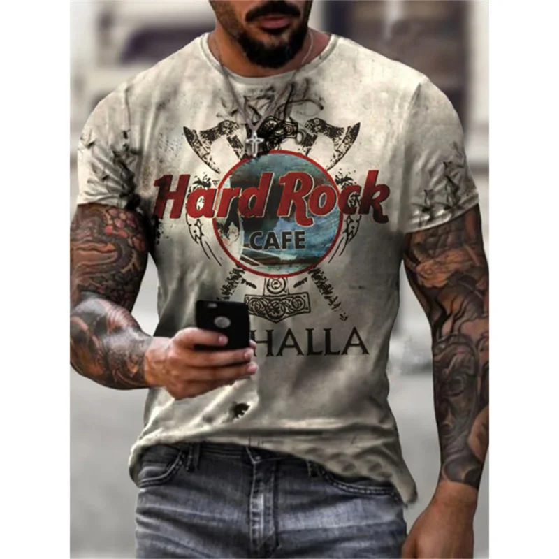 

Summer new Hard Rock 3d Vortex men's T-shirt fashion casual round neck short-sleeved Harajuku hip-hop trend oversized