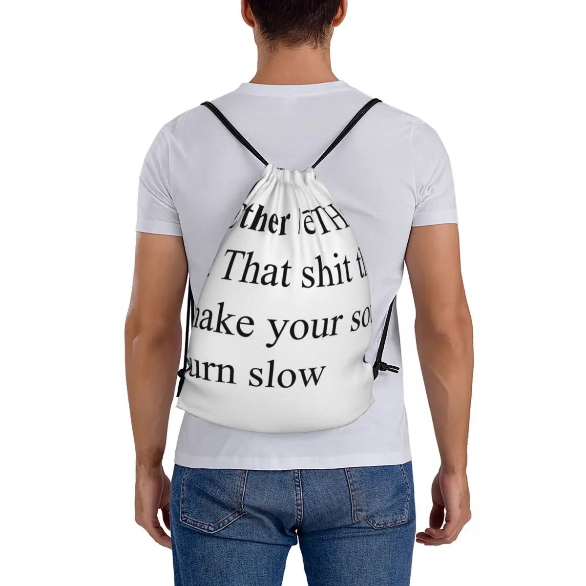 Женский тканевый рюкзак на шнурке с принтом эфира |