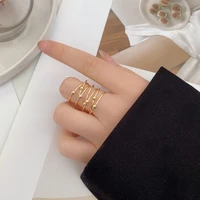srcoi minimalist gold silver color ball stacking layering rings for women gifts thin multi thread beaded dot statement rings