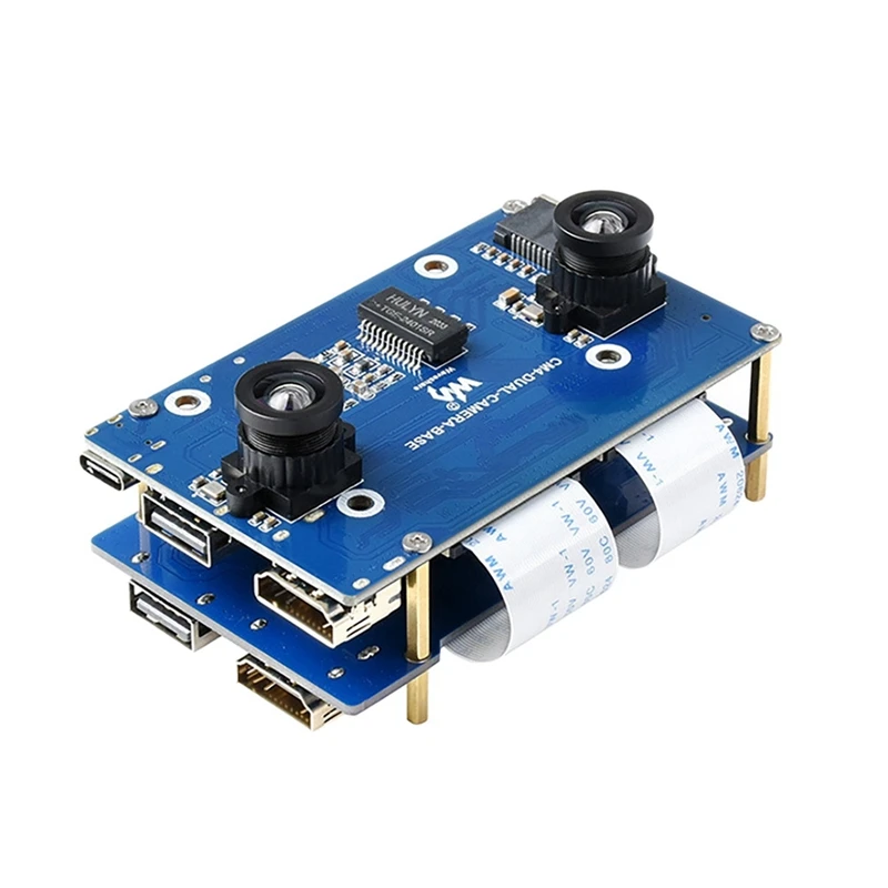 

Waveshare Binocular Camera Base Plate Expansion Board For Raspberry Pi CM4 Binocular Vision Expansion 8MP 4K RJ45 Ethernet Port