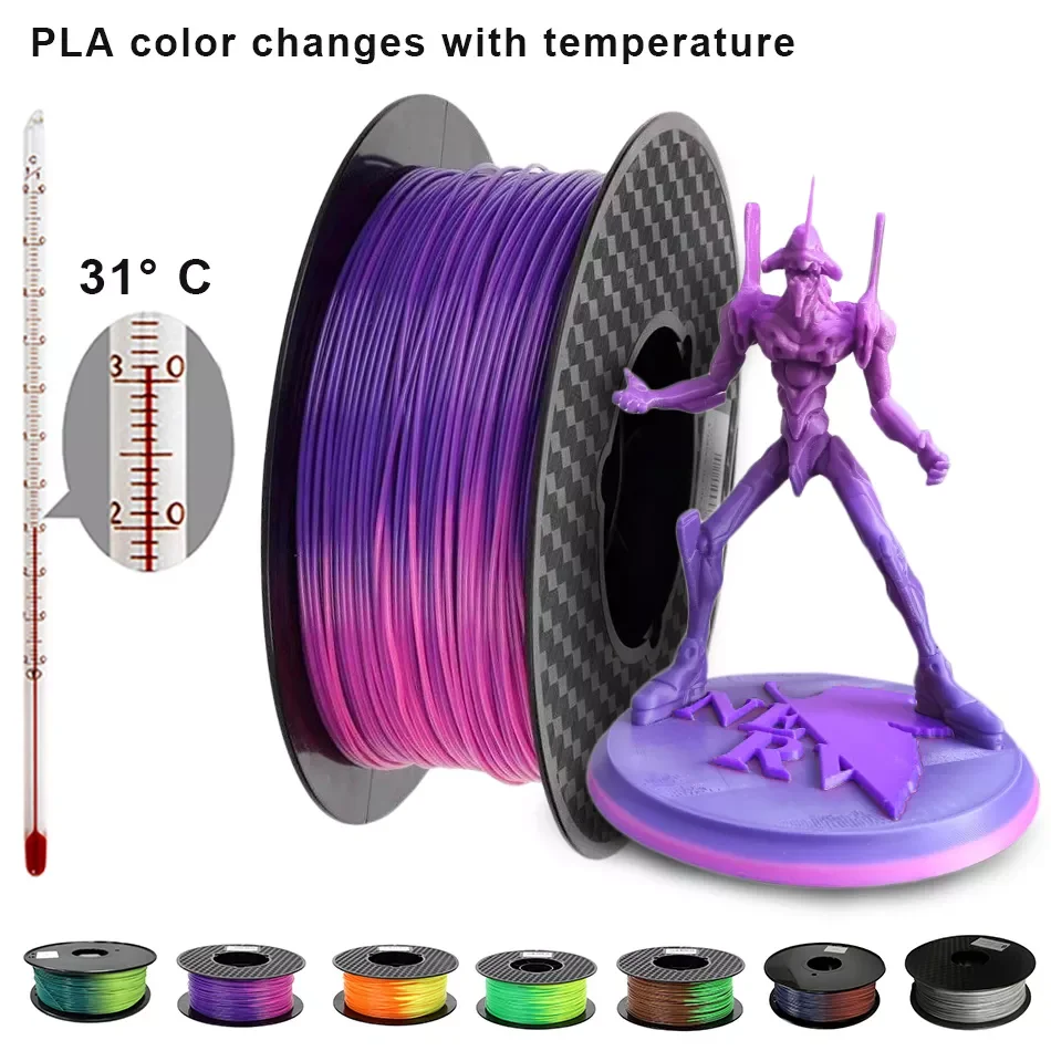 

NEW2023 Color Change with Temperature 3D Printer Filament PLA Sublimation Plastic Chameleon 3D Printing Material 1.75mm 1kg/500g