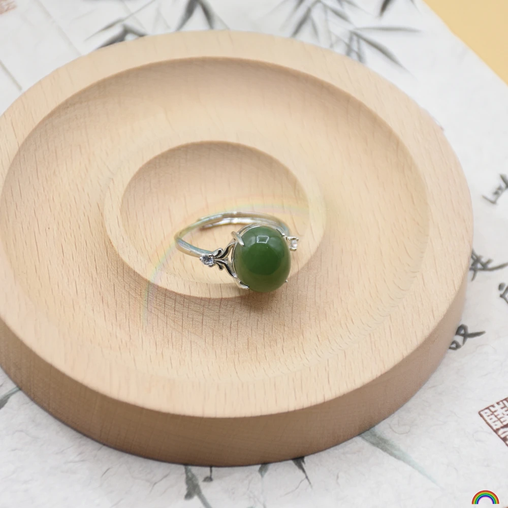 Кольцо из натурального нефрита Хотан регулируемая поверхность яйца мужское и