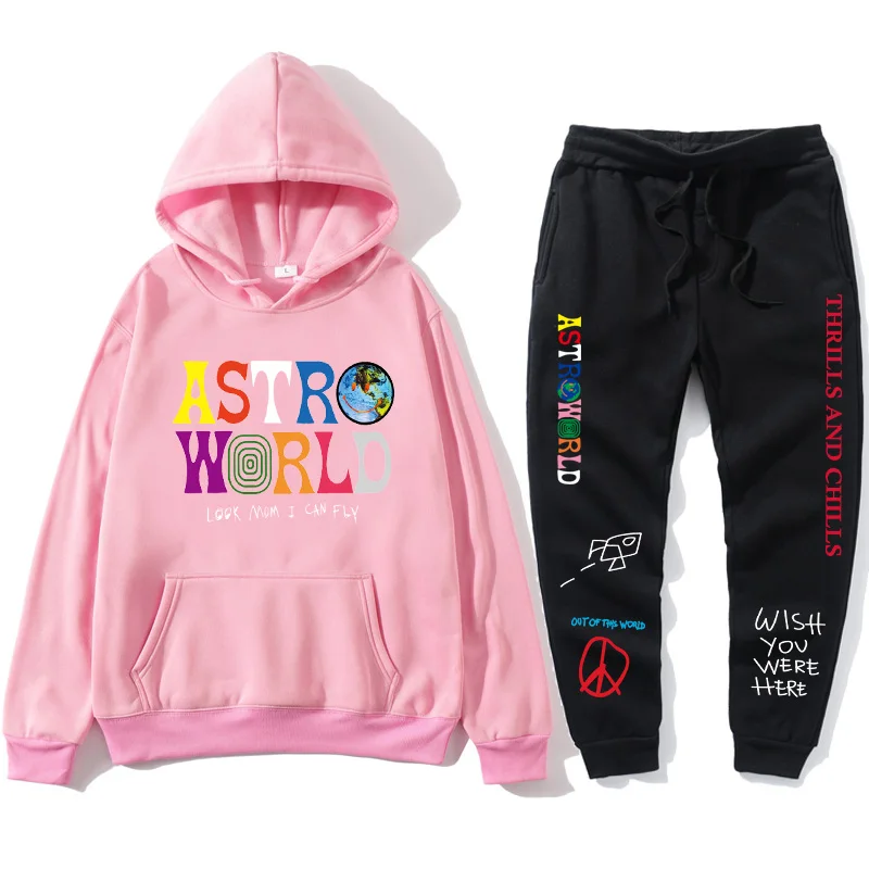 ASTROWORLD Hope You Are Here HOODIES Fashion Letters ASTROWORLD HOODIE Streetwear + Pants Men's Pullover Sweatshirt