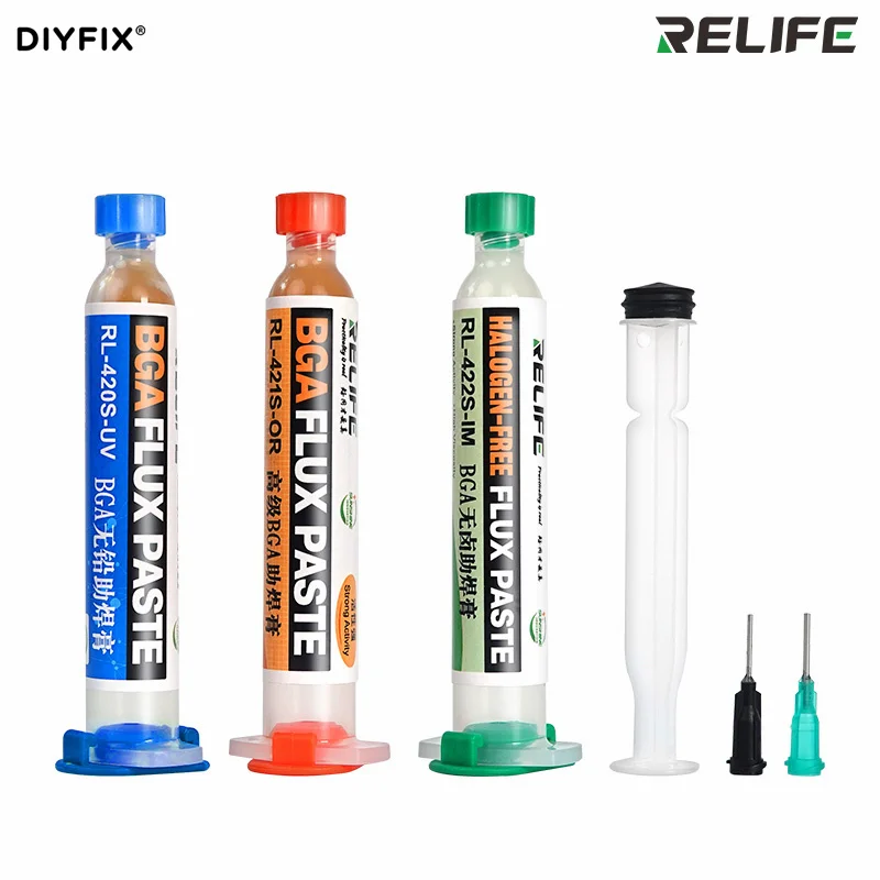 

RELIFE RL-420S-UV RL-421S-OR RL-422S-IM BGA PCB Flux Paste No Cleaning Welding Solder Paste Halogen-Free Lead-Free Flux