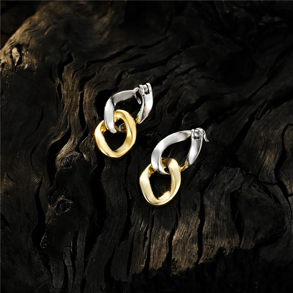 Chain Color Earrings Niche Design Light Luxury Trendy Personality Stud Earrings Classic Luxury Earrings for Women