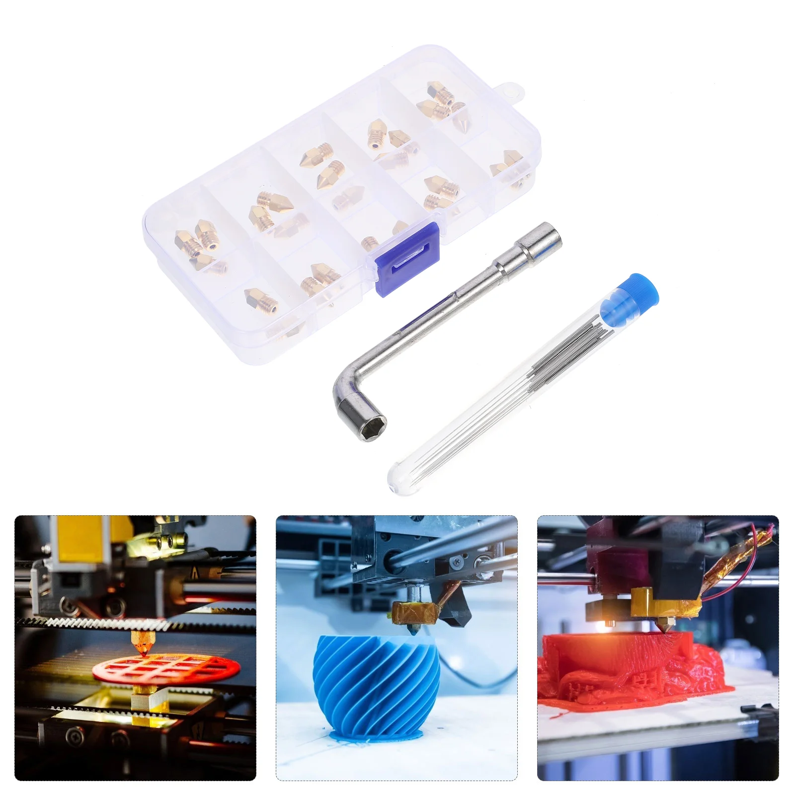 

1 Set Printer Threaded Nozzles Printer Nozzle Parts with Wrench Cleaning Needles