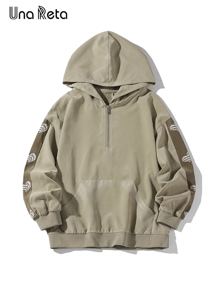 

Una Reta Men Hooded Jacket 2022 New Men Clothing Streetwear Harajuku Hip hop Half Zipper Pullover Coat Couple Jacket Coat Man