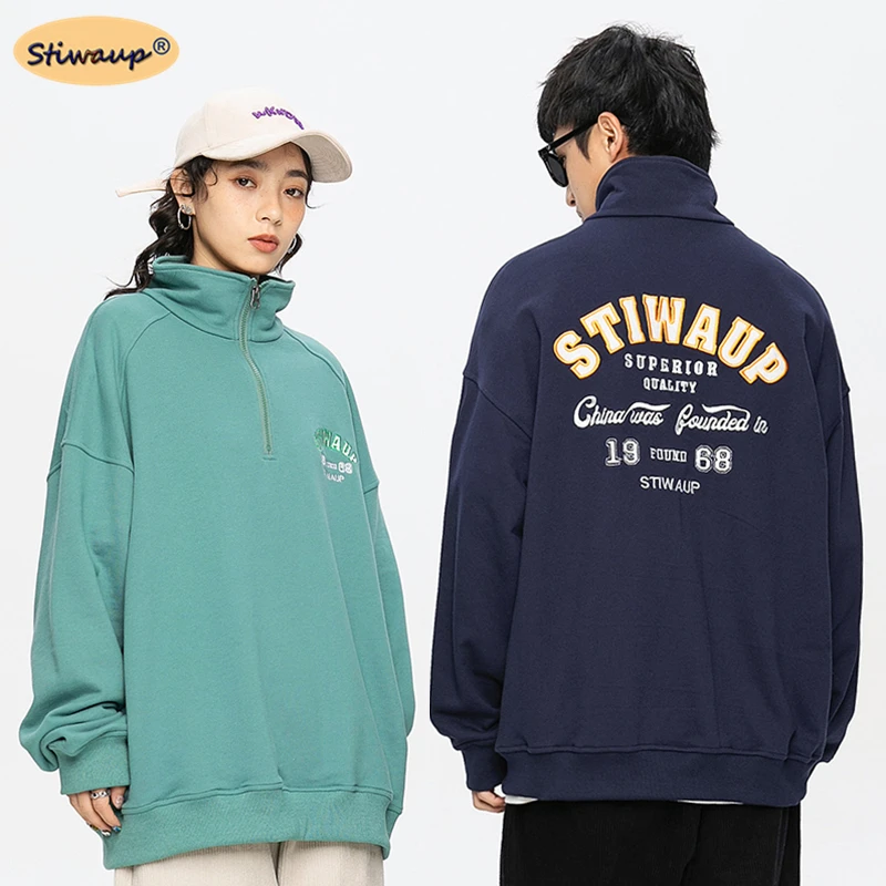 

Женский модный свитшот, мужской весенний топ в Корейском стиле с надписью на половину молнии, Y2k, женские повседневные футболки для пар с дли...