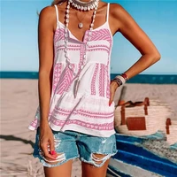 button printing chiffon beach stripe female condole belt unlined upper garment of summer womens dress