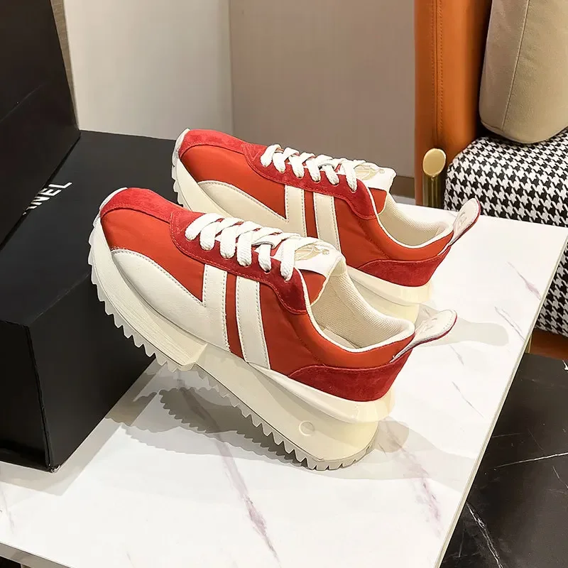 

Туфли женские компактные из кожи с пряжкой на талии, новинка весны 2023, красные спортивные туфли для тренировок