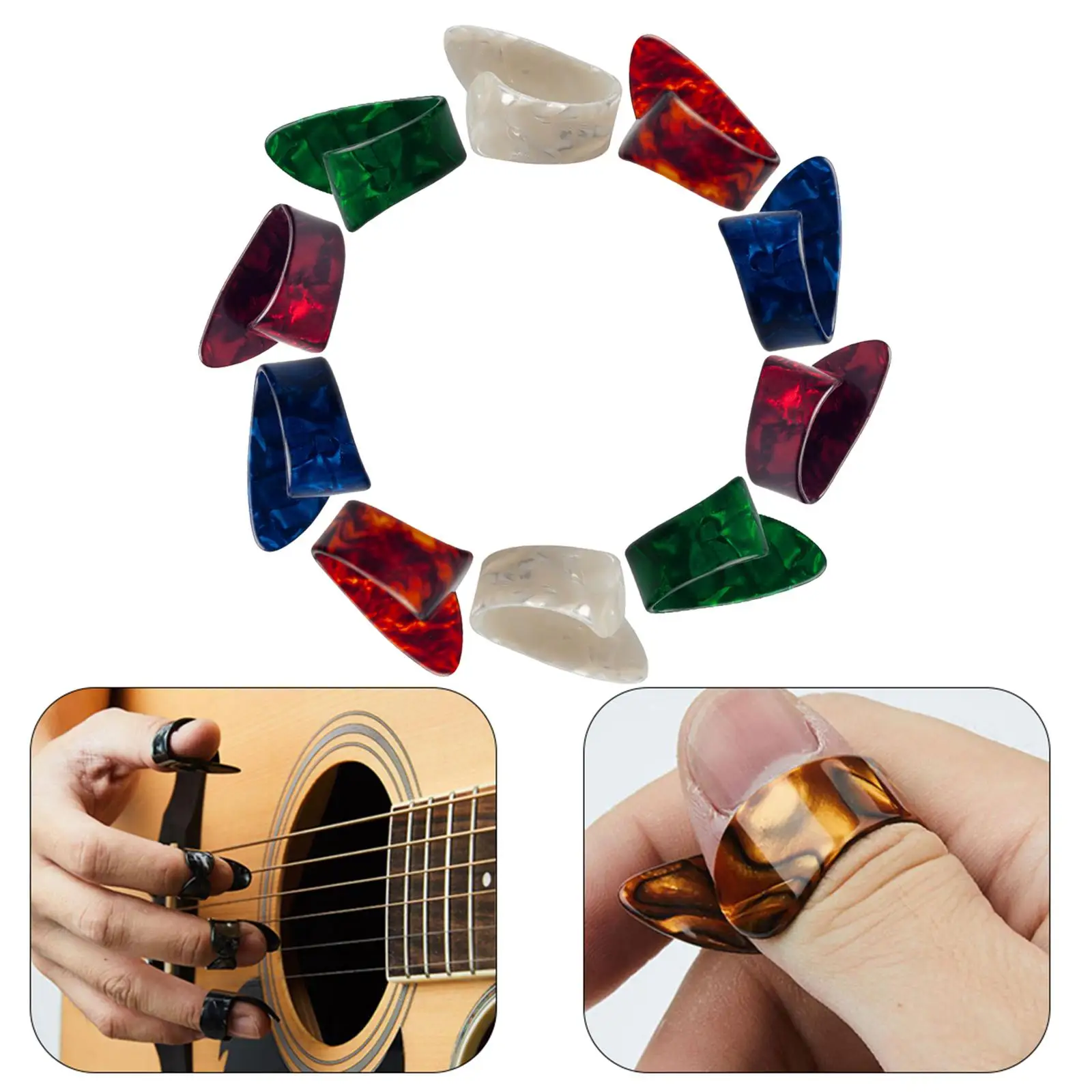 

10 Pieces Stylish Guitar Finger Pick Fingertips Protector Thumb Finger Picks for Acoustic Guitar String Instrument Bass, Banjo