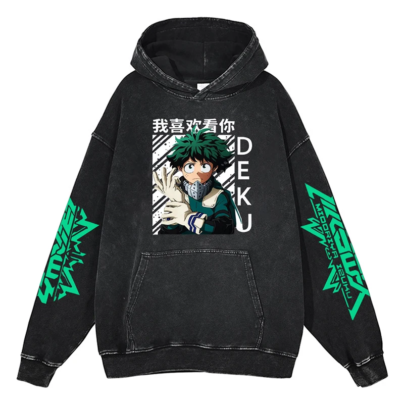 

New My Hero Academia Anime Hoodie Japanese Cartoon Midoriya Izuku Sweatshirt Deku Loose Pullover Casual Streetwear Shoto Clothes