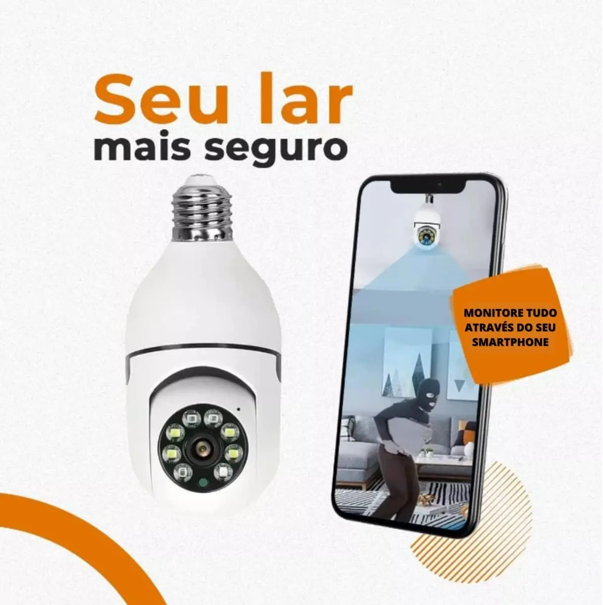 

2023 new Camera Lâmpada Giratoria 360º Wifi Lampada Inteligente Segurança Externa Hd 1080P Câmera de Base E27 com Visão N