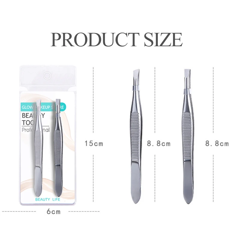 2Pcs/Set Professional Stainless Steel Hair Removal Clip Eyebrow Face Hair Remover Tweezers Makeup Tool Pinset images - 6