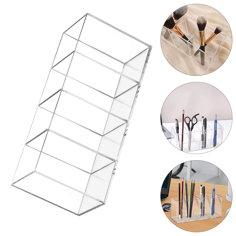 

Holdercup Pen Brush Acrylic Desk Makeup Compartmentorganizerstorage Clear Divided Case Desktop Container Countertop Box