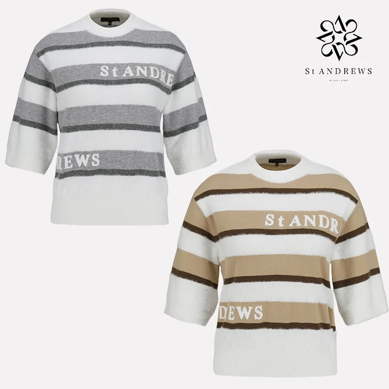 ST ANDREWS новый женский топ одежда для гольфа горизонтальный вязаный с круглым