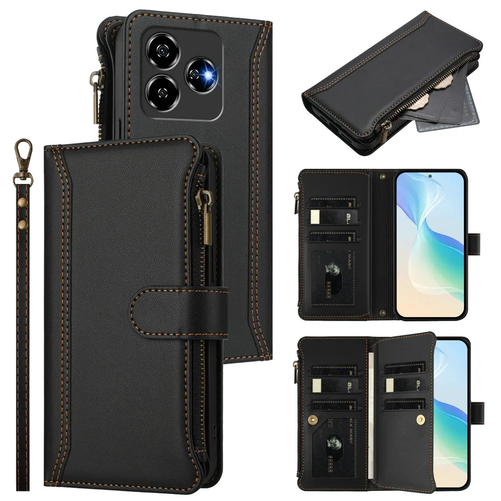 Фото Для ZTE Axon 60 50 Lite 70 5G кожаный чехол-кошелек на молнии для ZTE Blade V70 Max V60 Design V50 Vita V40S Роскошный чехол №1