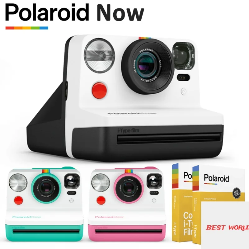 

5 Colors Polaroid Now i‑Type Instant Camera Black & White / Mint / Pink / Blue + 2 Pack Color i-Type Film