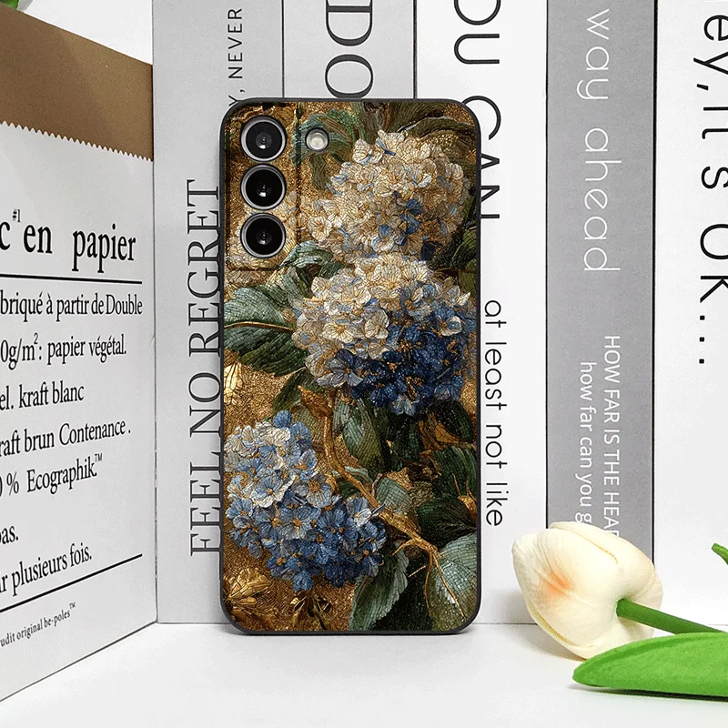 Фото Чехол для телефона с абстрактным узором в виде синих гортензий для Samsung Galaxy S26 S25 S24+ S23 Ultra S25+ S22 Plus S21 FE S20, мягкий чехол №3