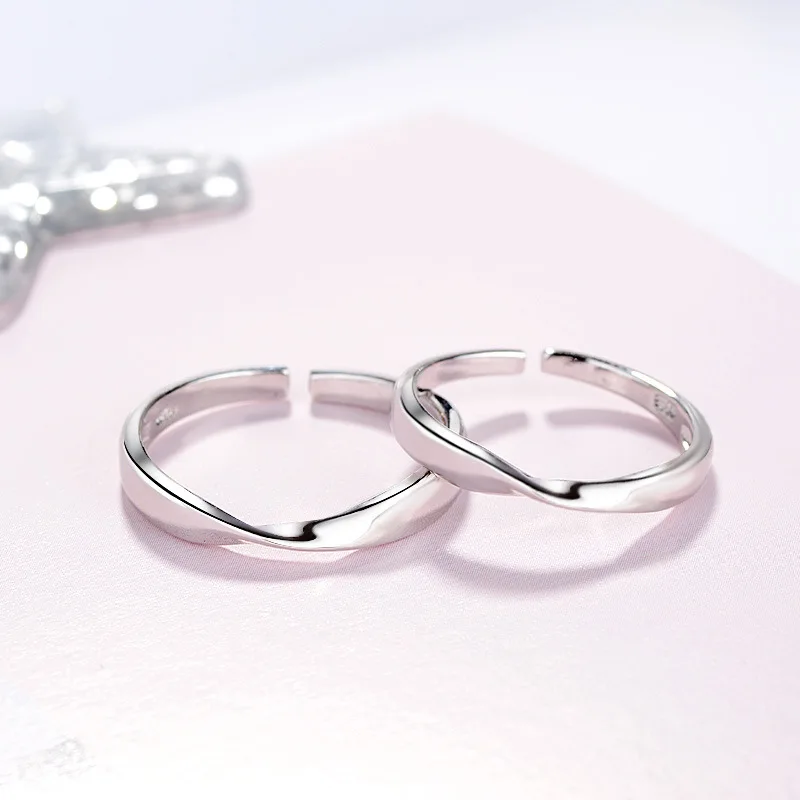 

VENTFILLE 1PC Silver Color Lovers Couple Ring for Women Girl Appointment Festival Gift Irregular Simplicity Jewelry Dropshipping