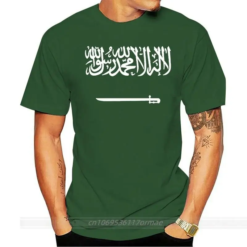 

Summer Fit Slim Men T-Shirts 100% SAUDI ARABIA diy free custom name number nation flag sa arabic arab Printed T-shirt