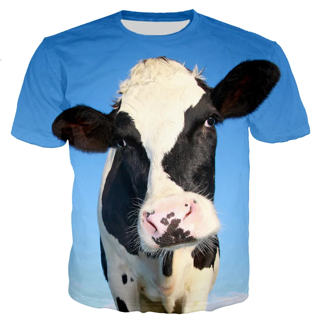 Men 3D Print Funy Cows Grassland Summer T Shirt Fashion Kids Casual Boys Girls Kawaii Short Sleeve Hip Hop T-shirts Tops Clothes images - 6