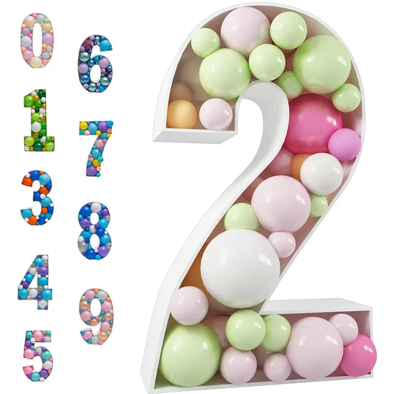 

73cm Mosaic Number Frame 0-9 Balloon Filling Box 1 15 21 Birthday Wedding Party Decoration 30 40 50 Year Old Anniversary Gifts