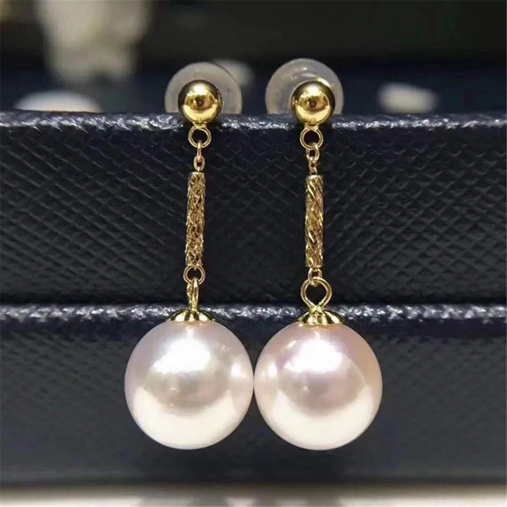 

Real G18K Gold AU750 Half hole bead support earpin stick pearl earpin diy earring material No Pearl