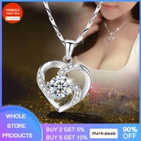 original solid tibetan silver chain choker necklace luxury crystal love heart pendant necklaces women gift allergy free jewelry