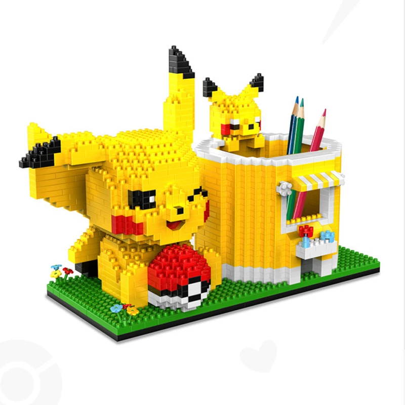 

1502pcs Pokemon Kawaii Pikachu Pen Holder Series Creative Mini Blocks Kids Funny Toy Bricks Action Figure Toys for Children Gift