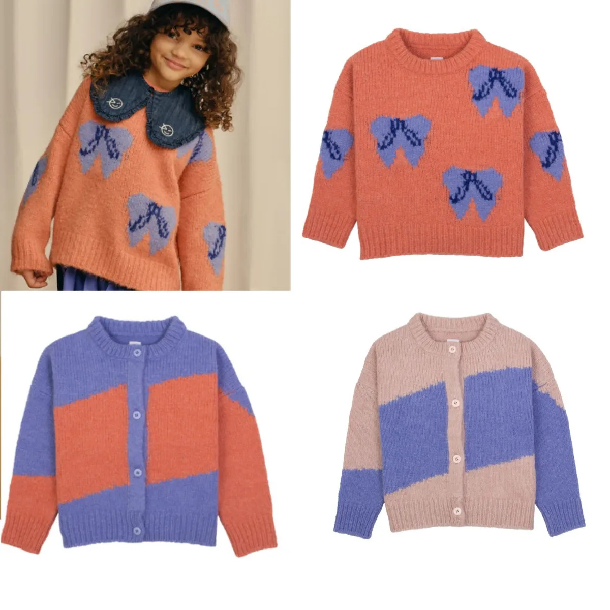 

Kids Girls Knitted Cardigan 2023 Autumn Winter Warm Toddler Girls Sweaters Pullover Boys Outwear Top Clothes