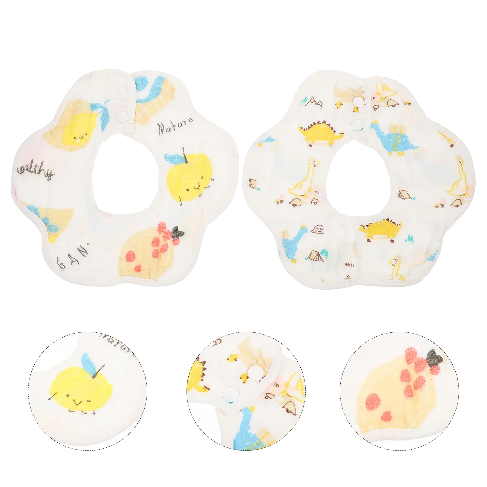 

2pcs Reusable Practical Washable Baby Bibs Cartoon Printing for Co-worker Friends