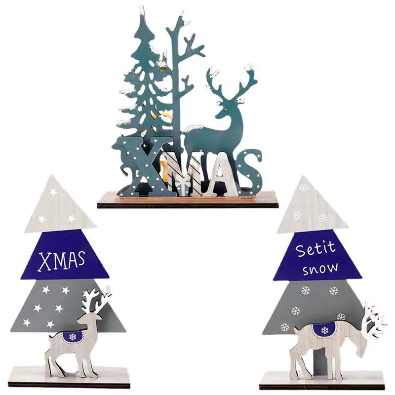

Christmas Wooden Table Decorations Christmas Wooden Crafts And Elk Tabletop Ornaments Christmas Centerpiece Indoor Home Desktop