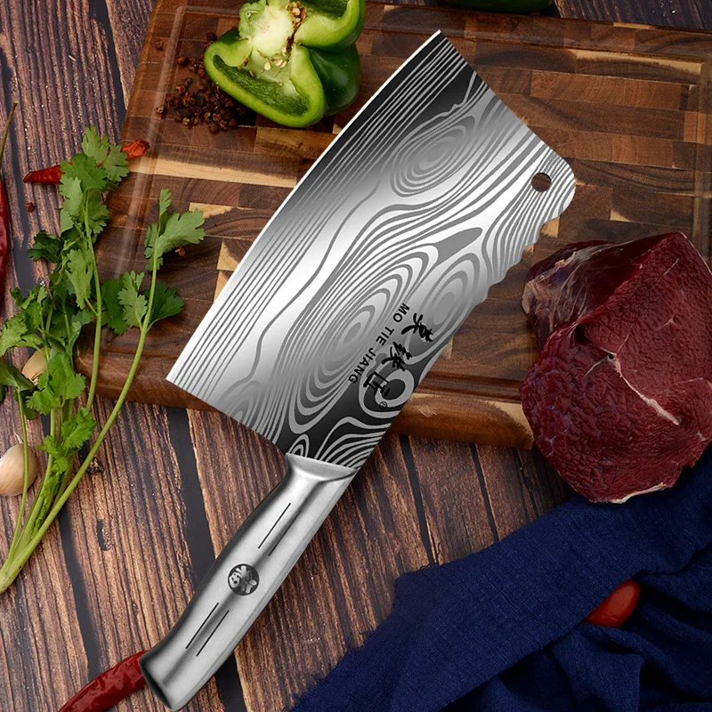 New Stainless Steel Kitchen Knives 5Cr15mov Chopping Slicing Knife Laser Damascus Pattern Chef Bone | Дом и сад