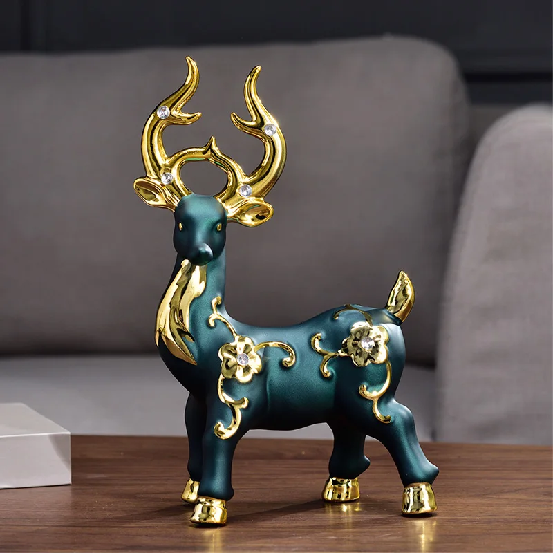 y nowoczesny wazon ceramiczny Lucky Deer sztuczne ozdoby kwiatowe strona główna salon pulpit umeblowanie rzemiosło figurki Fengshui dekoracja