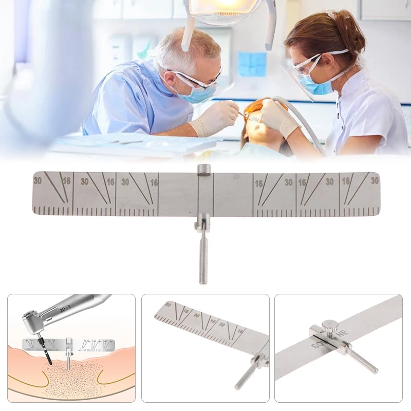 

Stainless Steel Dental Positioning Ruler Dental Implant Locating Guide Surgical Planting Locator Angle Ruler Guage Autoclavable